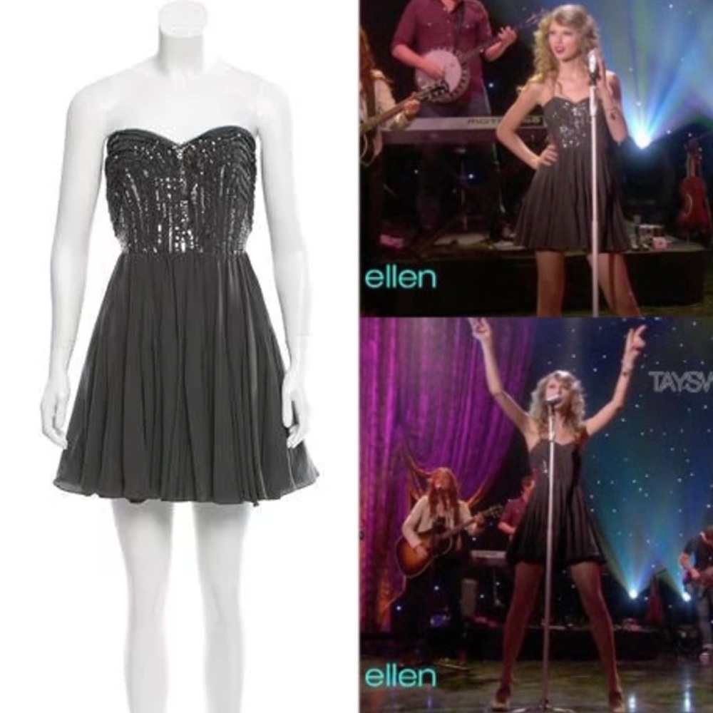 Rebecca Taylor Gray Sequin Cocktail Dress Taylor Swift Fall Autumn